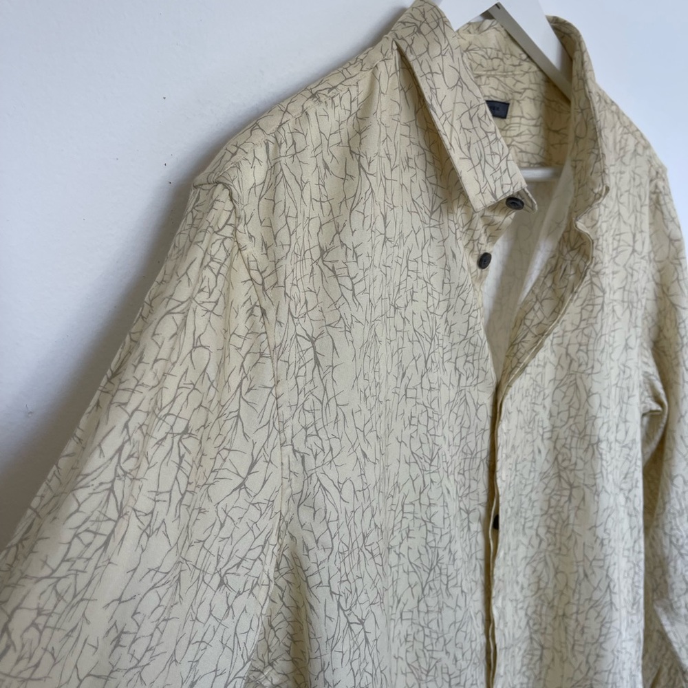 John Varvatos Soft Yellow Patterned Button Down L… - image 3